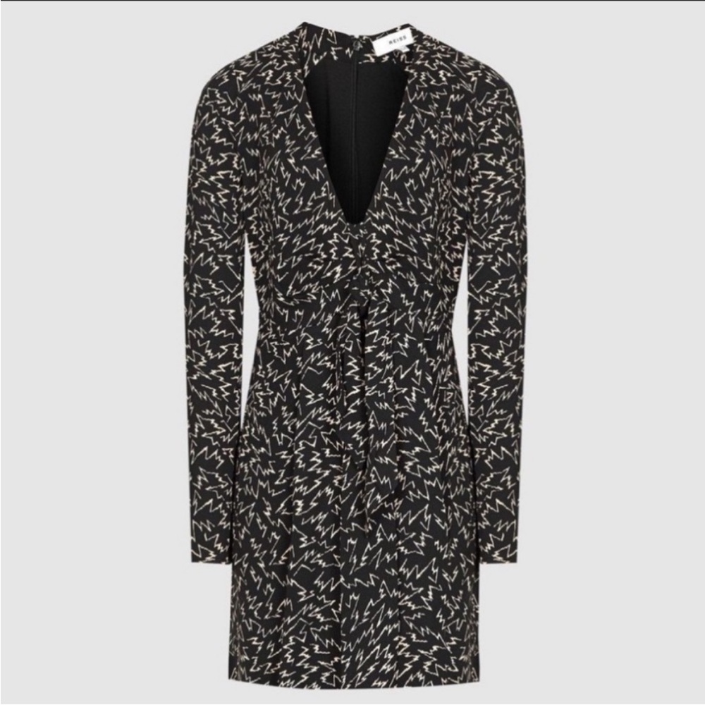 Reiss Black and White Dress with Long Sleeves